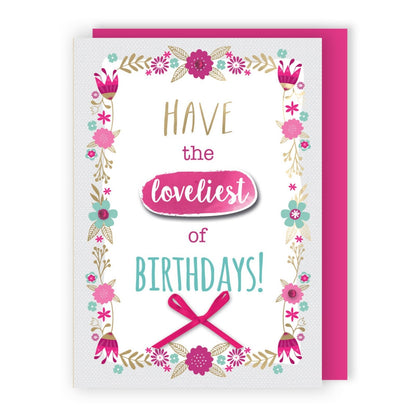 Hand-Finished Loveliest Birthday Greeting Card Celebration Embellished For Her