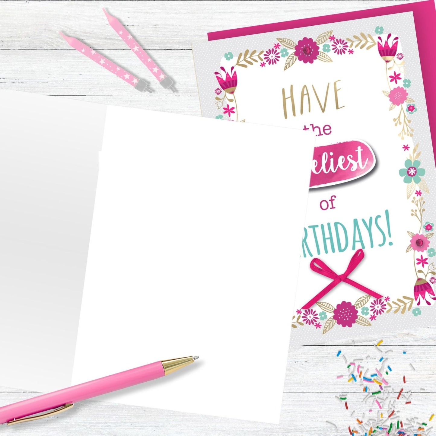 Hand-Finished Loveliest Birthday Greeting Card Celebration Embellished For Her
