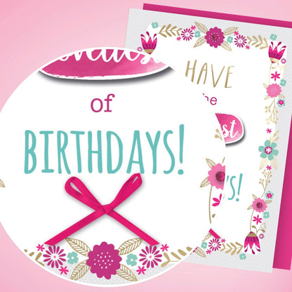 Hand-Finished Loveliest Birthday Greeting Card Celebration Embellished For Her