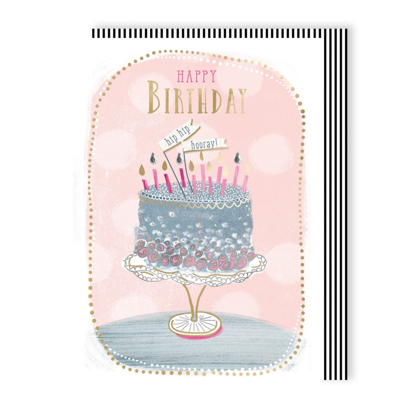 Hand-Finished Birthday Greeting Card Embellished Cake Hip Hip Hooray! For Her