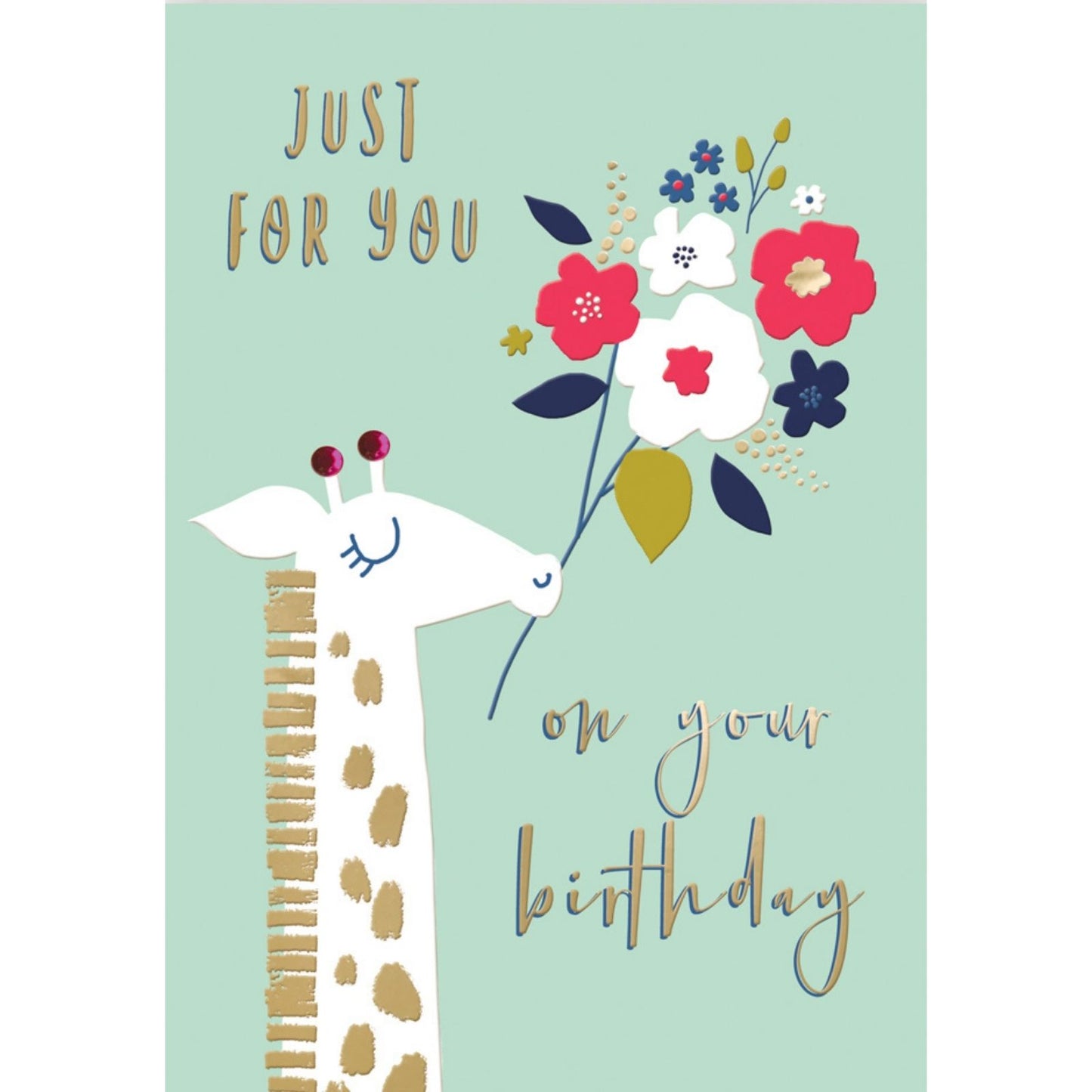Hand-Finished Birthday Celebration Card Giraffe Flowers Just For You For Her