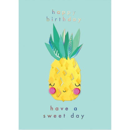 Hand-Finished Birthday Card Pineapple Have A Sweet Day Embellished For Her