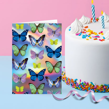 Hand-Finished Foiled Greeting Card Decorated Butterflies Blank For Any Occasion