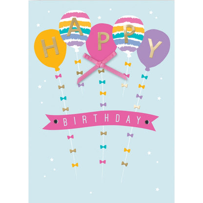 Hand-Finished HAPPY Birthday Greeting Card Embellished Balloons For Her