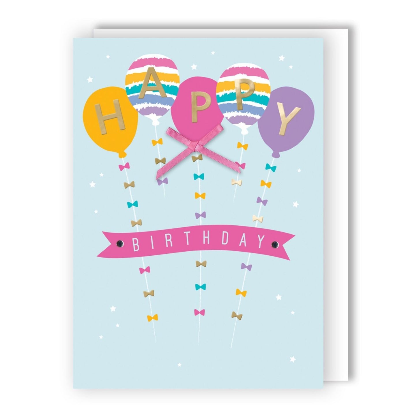 Hand-Finished HAPPY Birthday Greeting Card Embellished Balloons For Her