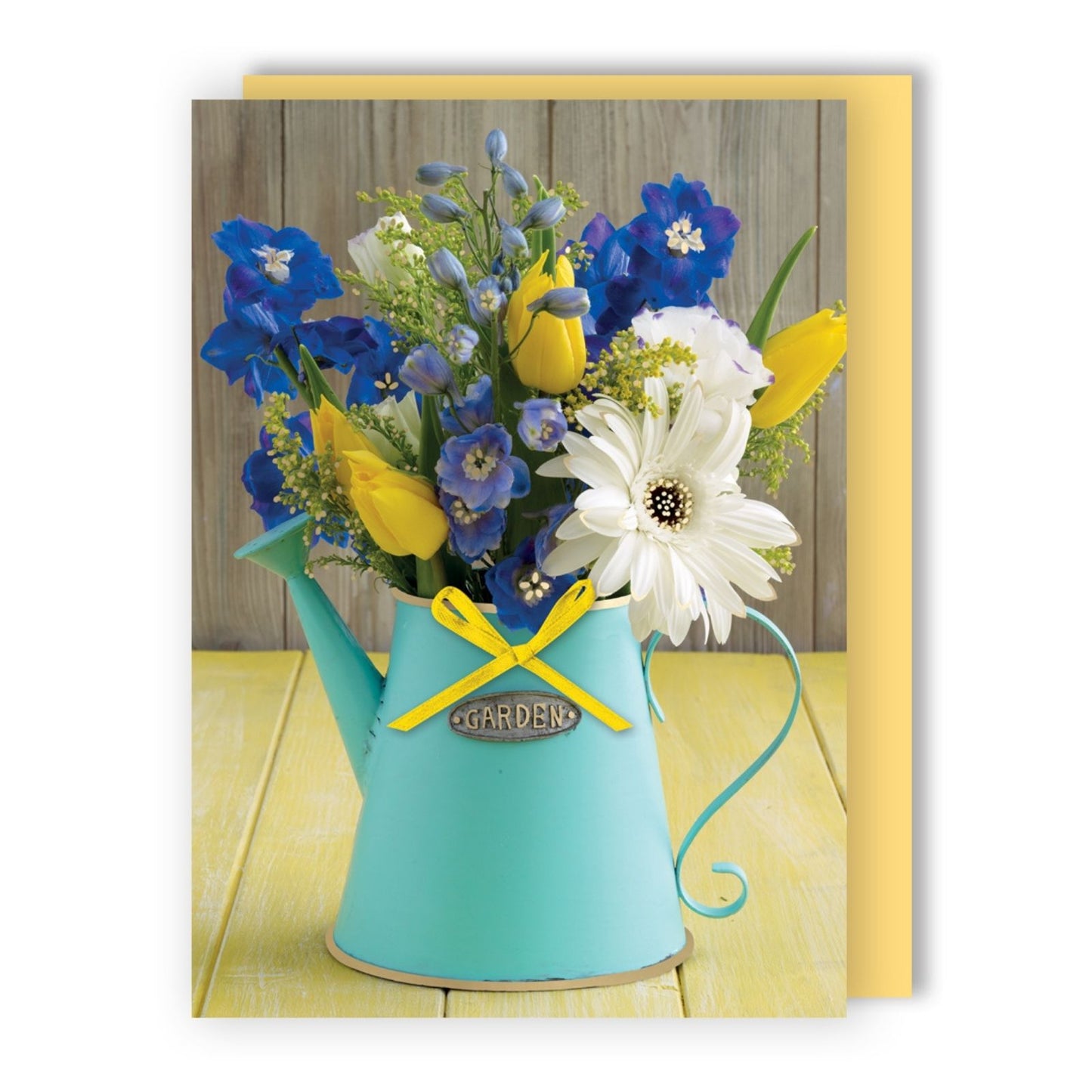 Hand-Finished Greeting Card Garden Flowers Watering Can Blank For Any Occasion