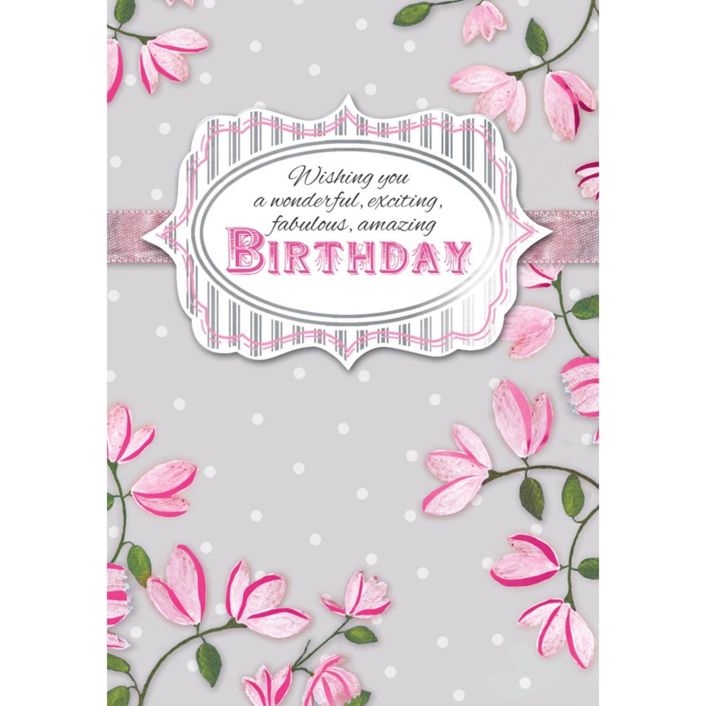 Hand-Finished Birthday Greeting Card Amazing Fabulous Embellished Floral For Her