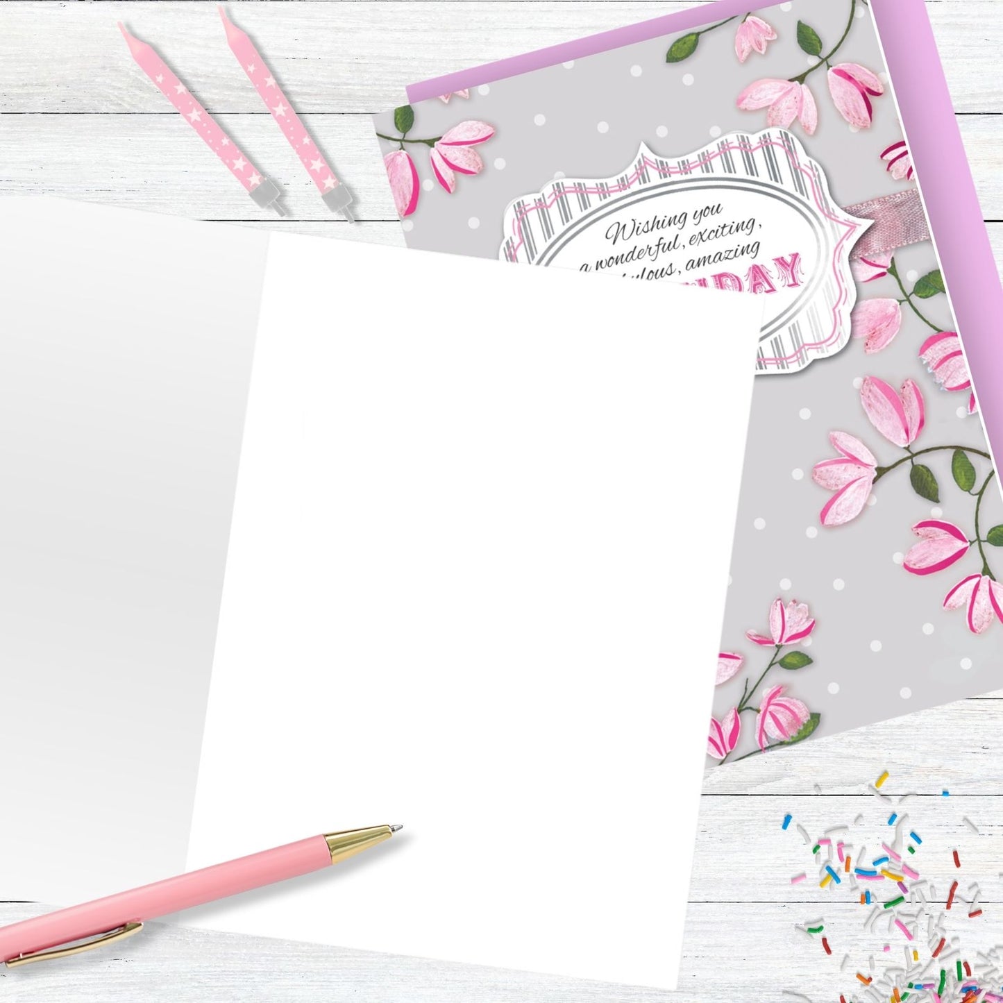 Hand-Finished Birthday Greeting Card Amazing Fabulous Embellished Floral For Her