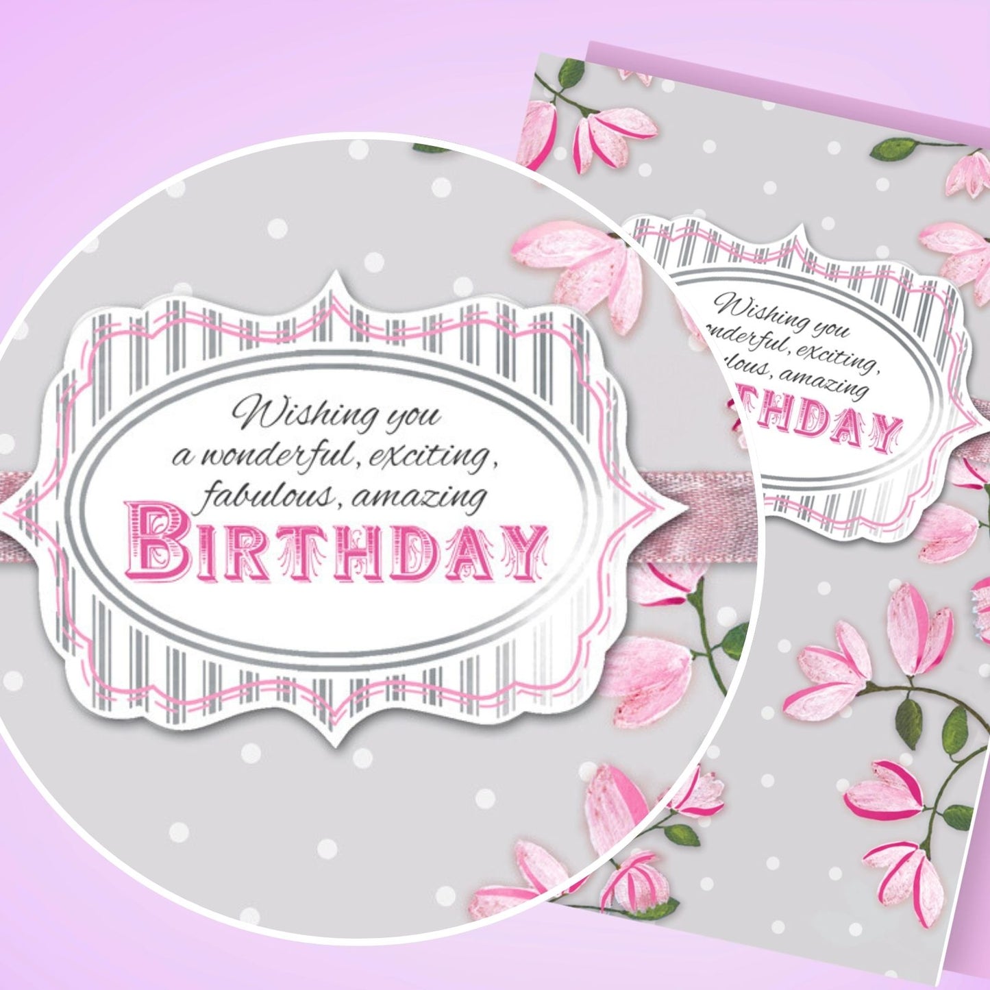 Hand-Finished Birthday Greeting Card Amazing Fabulous Embellished Floral For Her