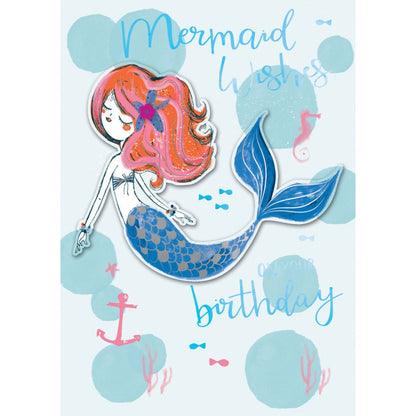 Hand-Finished Mermaid Wishes Birthday Greeting Card Embellished Card For Her