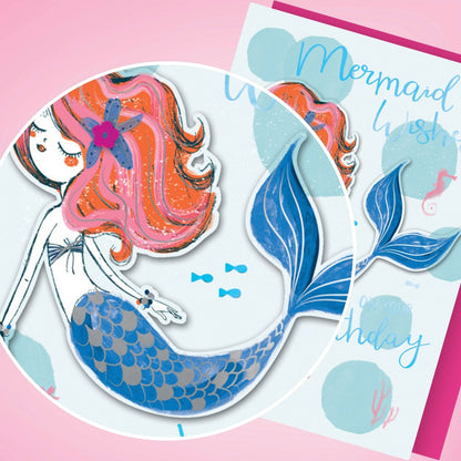 Hand-Finished Mermaid Wishes Birthday Greeting Card Embellished Card For Her