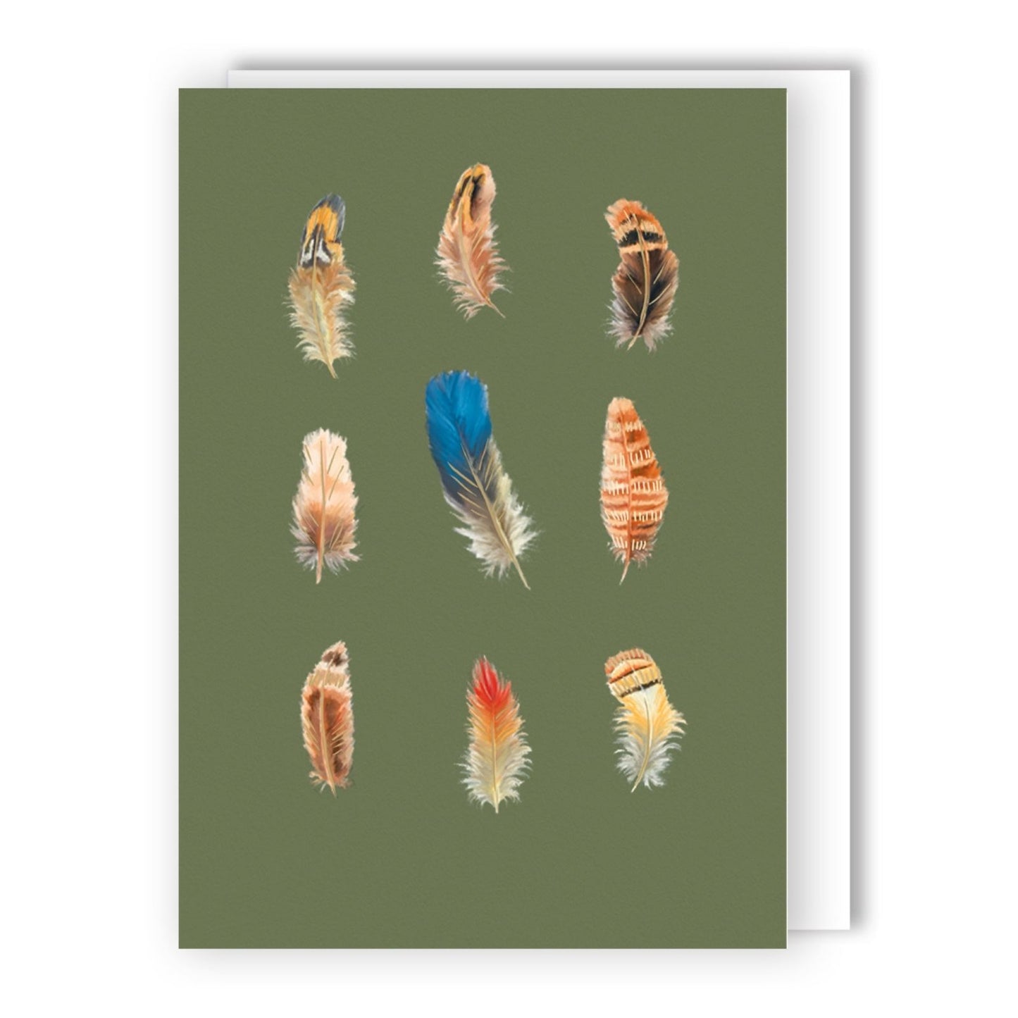 Hand-Finished Greeting Card Embellished Foiled Feathers Blank For Any Occasion