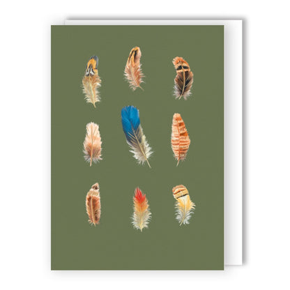 Hand-Finished Greeting Card Embellished Foiled Feathers Blank For Any Occasion