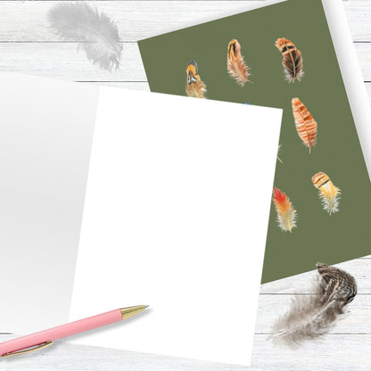 Hand-Finished Greeting Card Embellished Foiled Feathers Blank For Any Occasion
