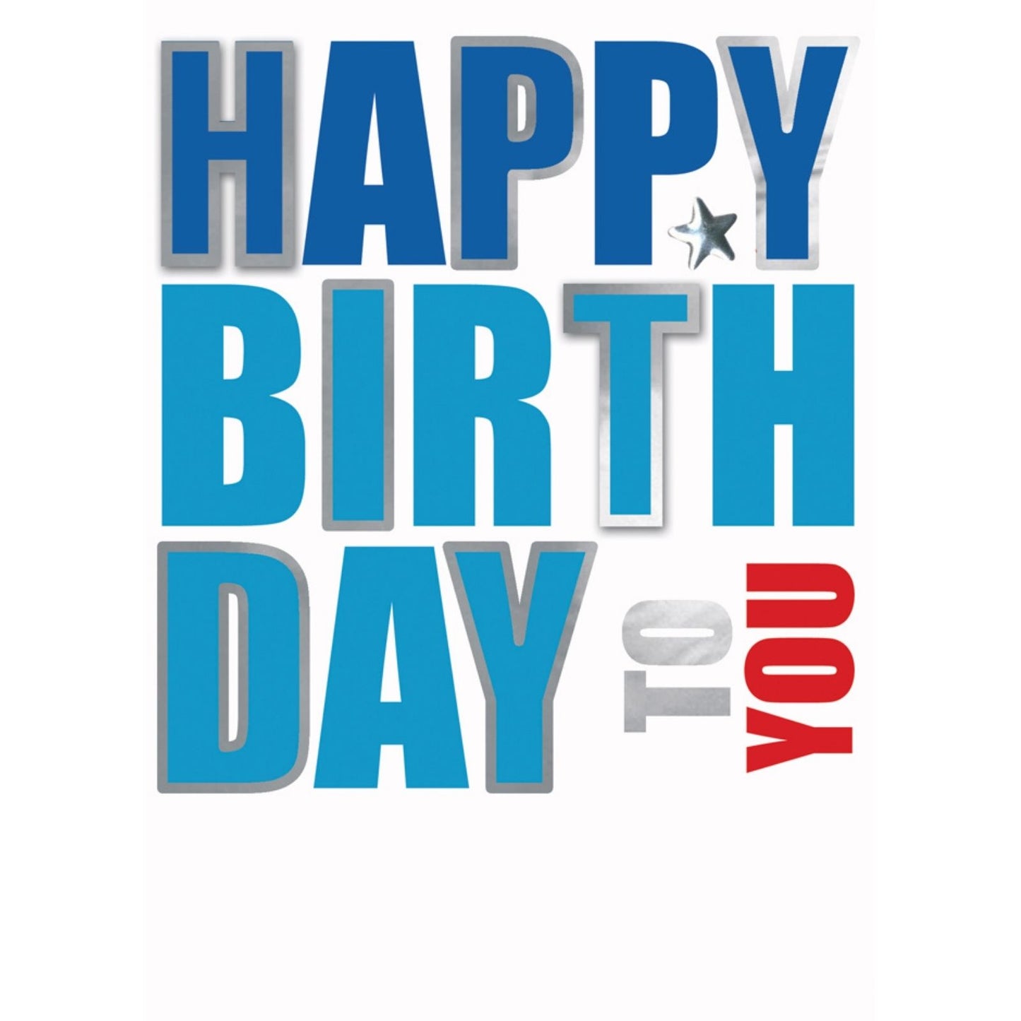 Hand-Finished Happy Birthday Greeting Card Simple Blue Embellished For Him