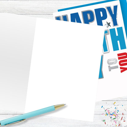 Hand-Finished Happy Birthday Greeting Card Simple Blue Embellished For Him