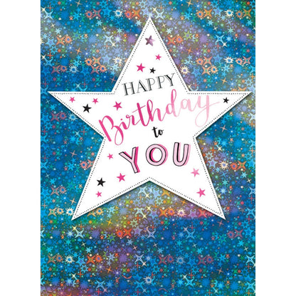 Hand-Finished Happy Birthday Card Sparkling Embellished Foiled Star For Her