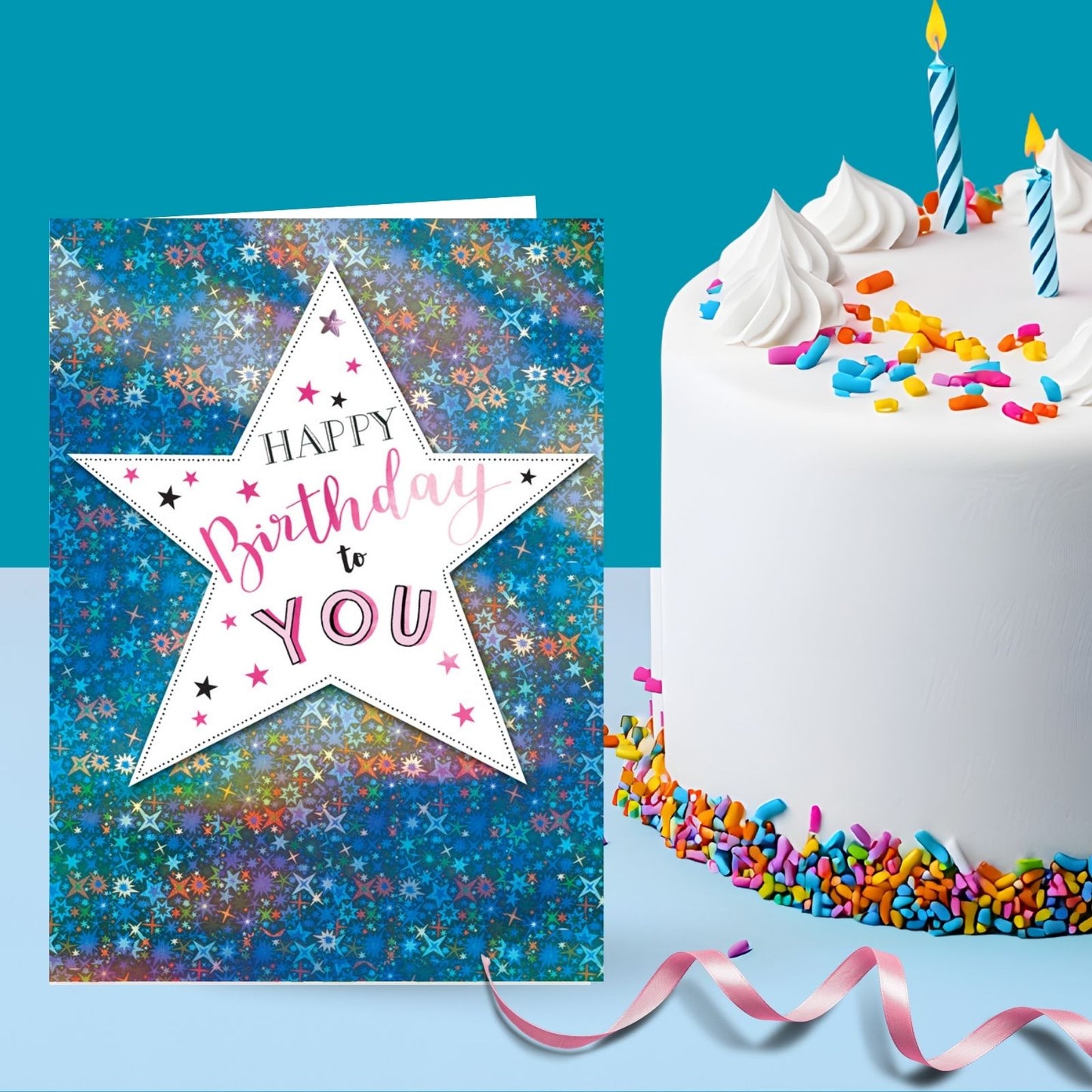 Hand-Finished Happy Birthday Card Sparkling Embellished Foiled Star For Her