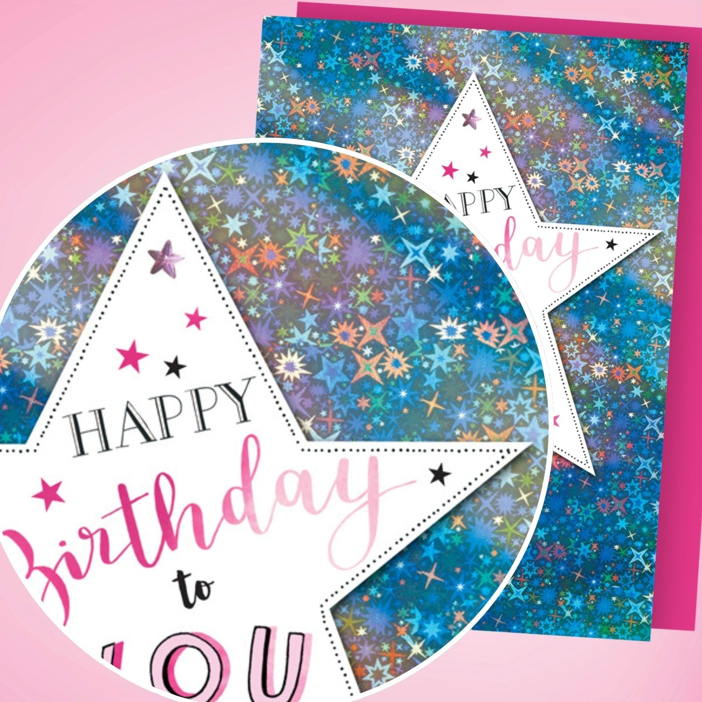 Hand-Finished Happy Birthday Card Sparkling Embellished Foiled Star For Her
