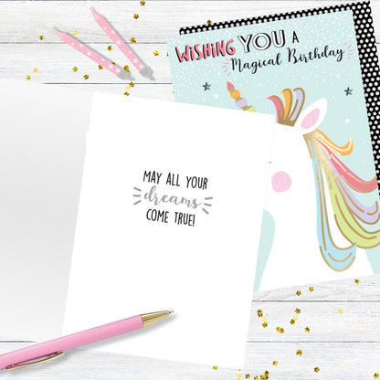 Hand-Finished Unicorn Birthday Card Sparkly Embellished Magical Birthday For Her
