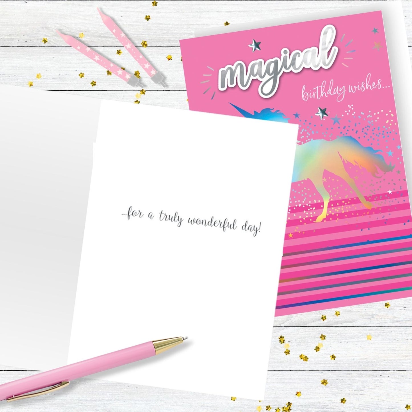 Hand-Finished Birthday Wishes Card Magical Unicorn Embellished Card For Her