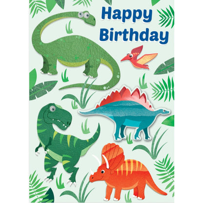 Hand-Finished Dinosaur Birthday Card Embellished Googly Eyes For Him For Boys