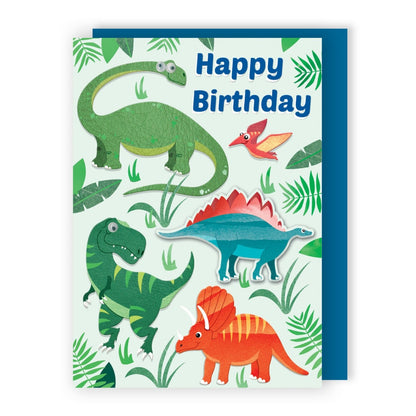 Hand-Finished Dinosaur Birthday Card Embellished Googly Eyes For Him For Boys