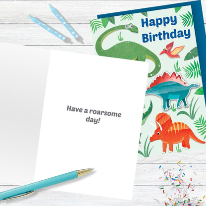 Hand-Finished Dinosaur Birthday Card Embellished Googly Eyes For Him For Boys