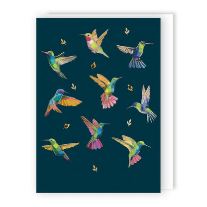 Hand-Finished Hummingbirds Greeting Card Embellished Card Blank For Any Occasion