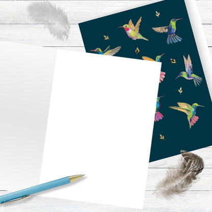 Hand-Finished Hummingbirds Greeting Card Embellished Card Blank For Any Occasion