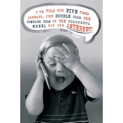 Hand-Finished Funny Greeting Card Tech Troubles Blank For Any Occasion Birthdays