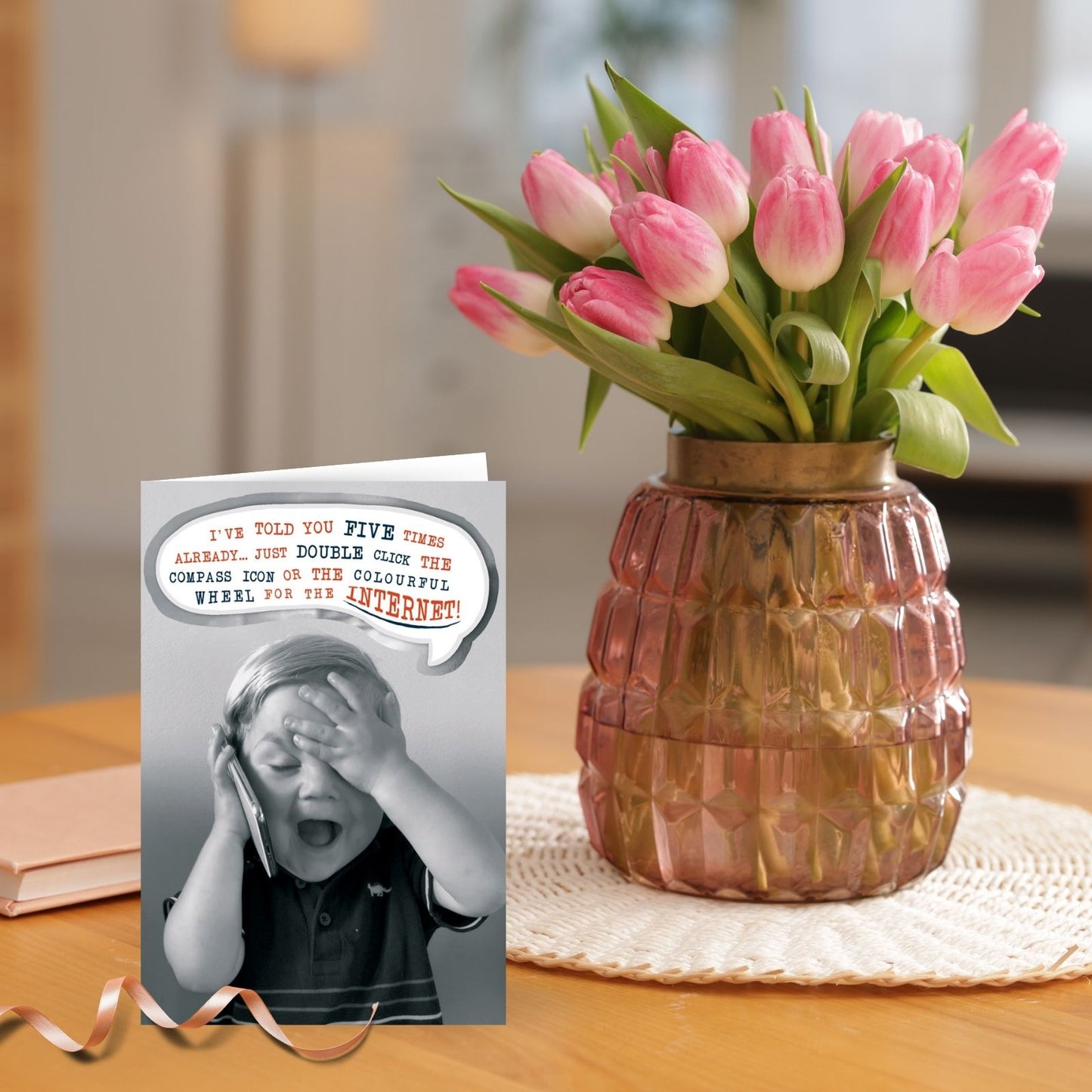 Hand-Finished Funny Greeting Card Tech Troubles Blank For Any Occasion Birthdays