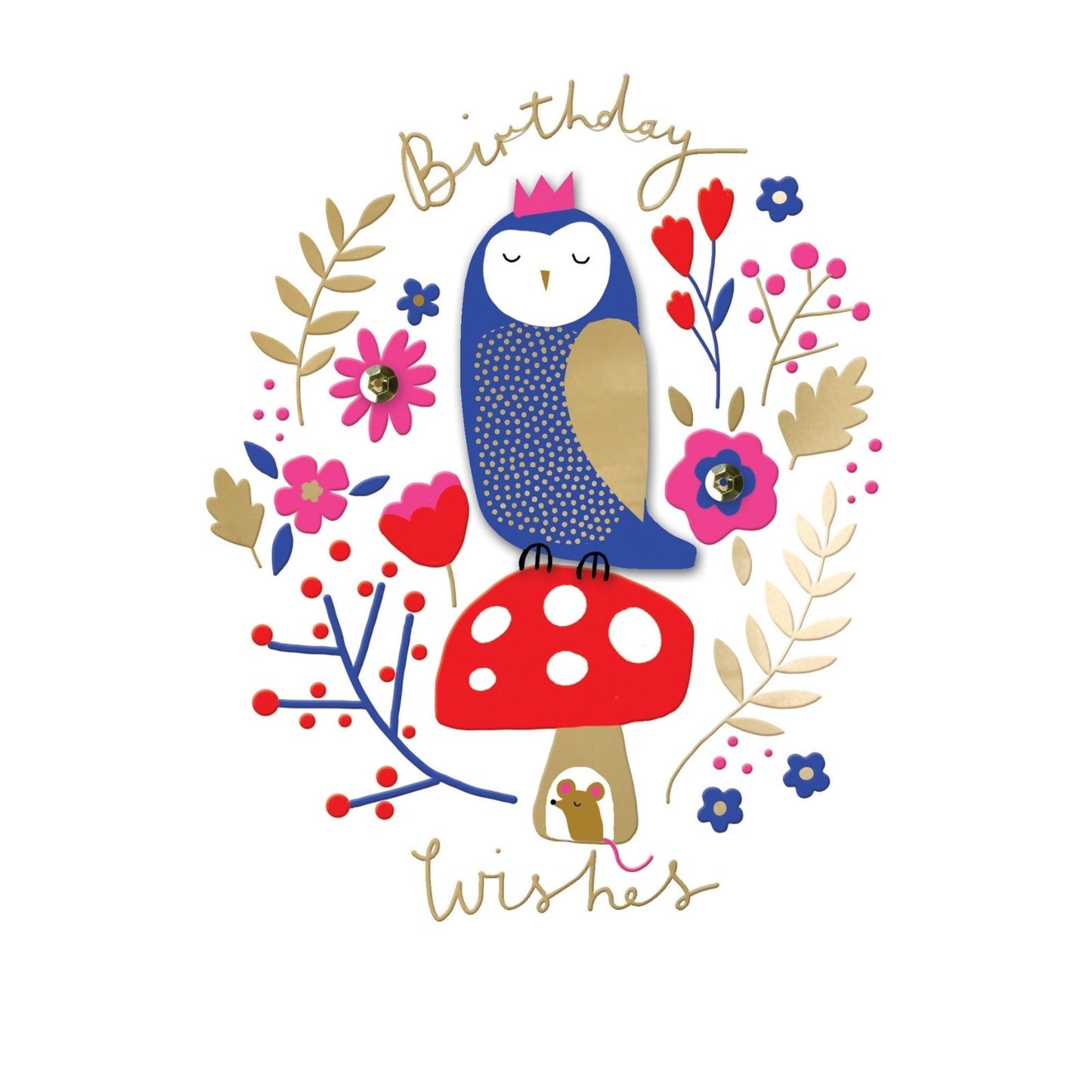 Hand-Finished Whimsical Owl Birthday Card Embellished Birthday Wishes For Her
