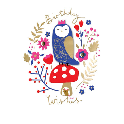 Hand-Finished Whimsical Owl Birthday Card Embellished Birthday Wishes For Her