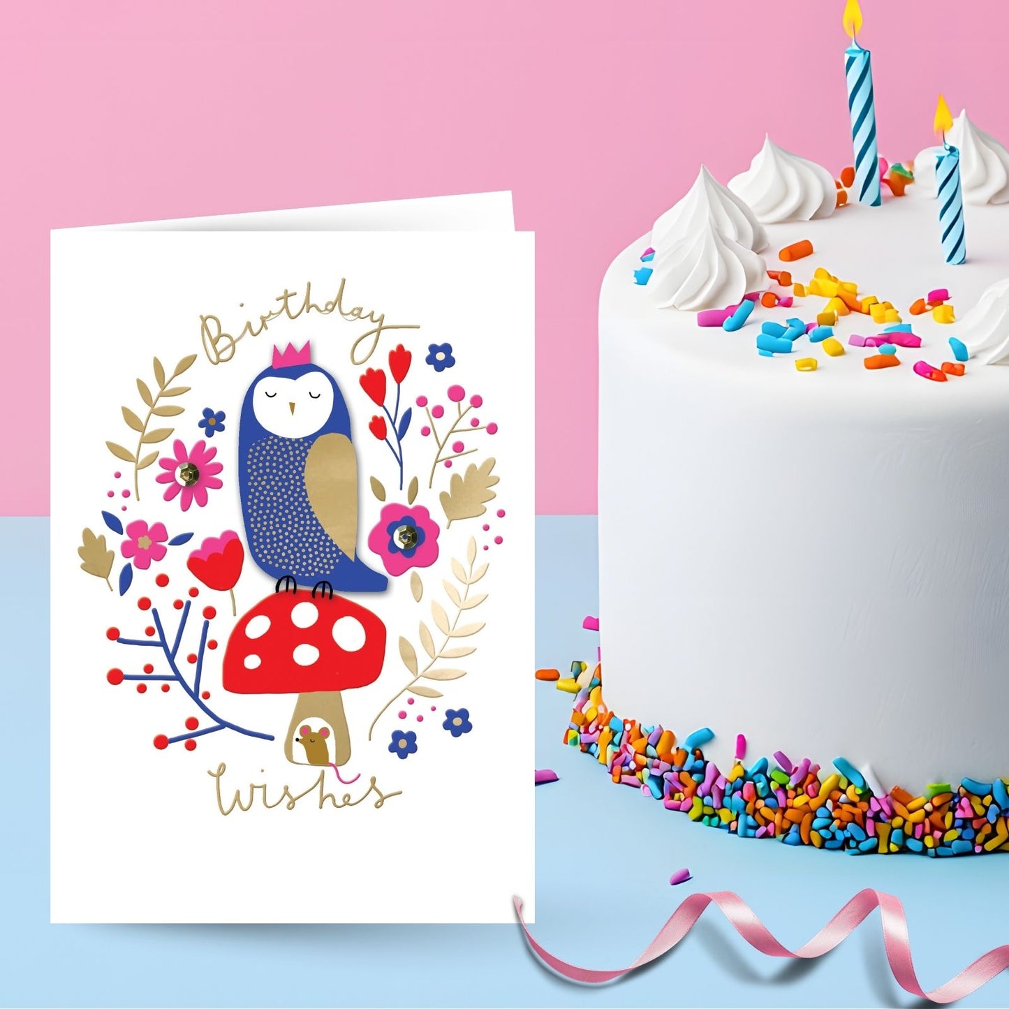 Hand-Finished Whimsical Owl Birthday Card Embellished Birthday Wishes For Her