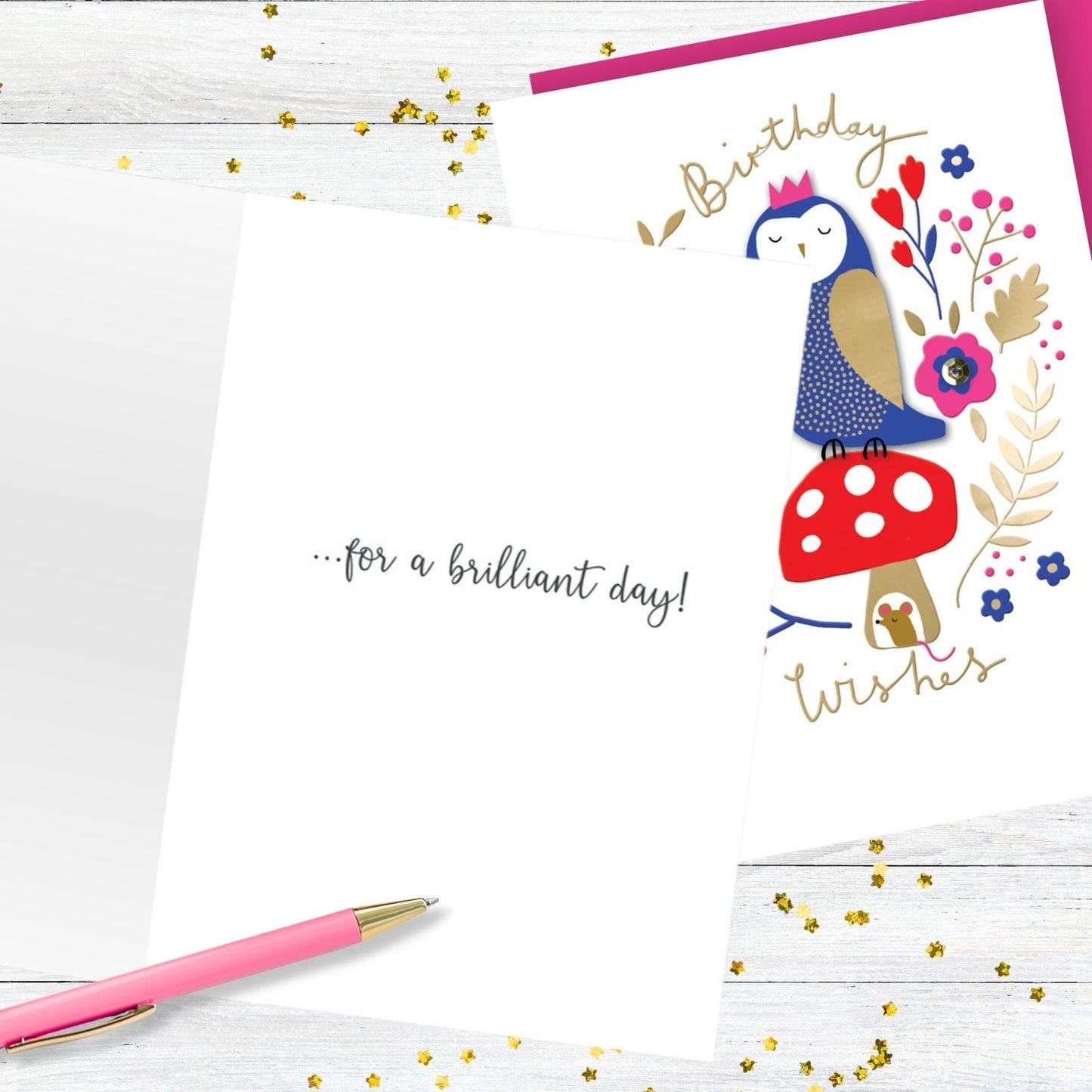 Hand-Finished Whimsical Owl Birthday Card Embellished Birthday Wishes For Her