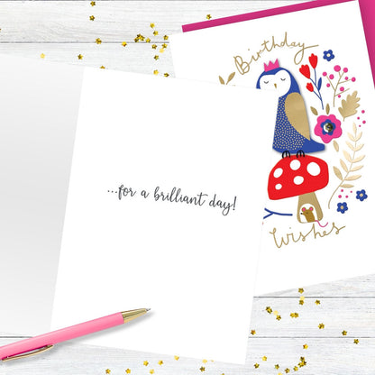 Hand-Finished Whimsical Owl Birthday Card Embellished Birthday Wishes For Her