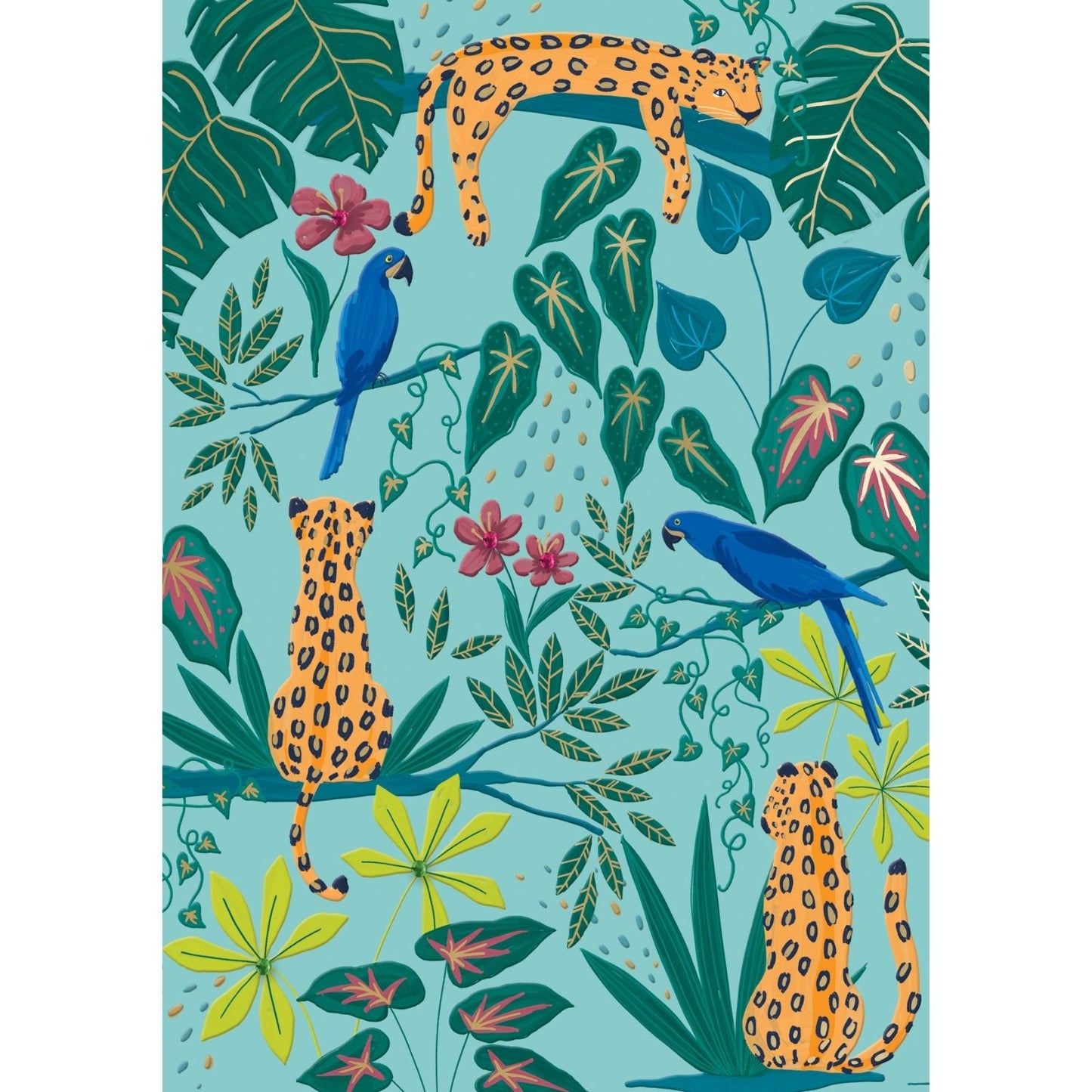 Hand-Finished Vivid Safari Jungle Scene Greeting Card Blank For Any Occasion