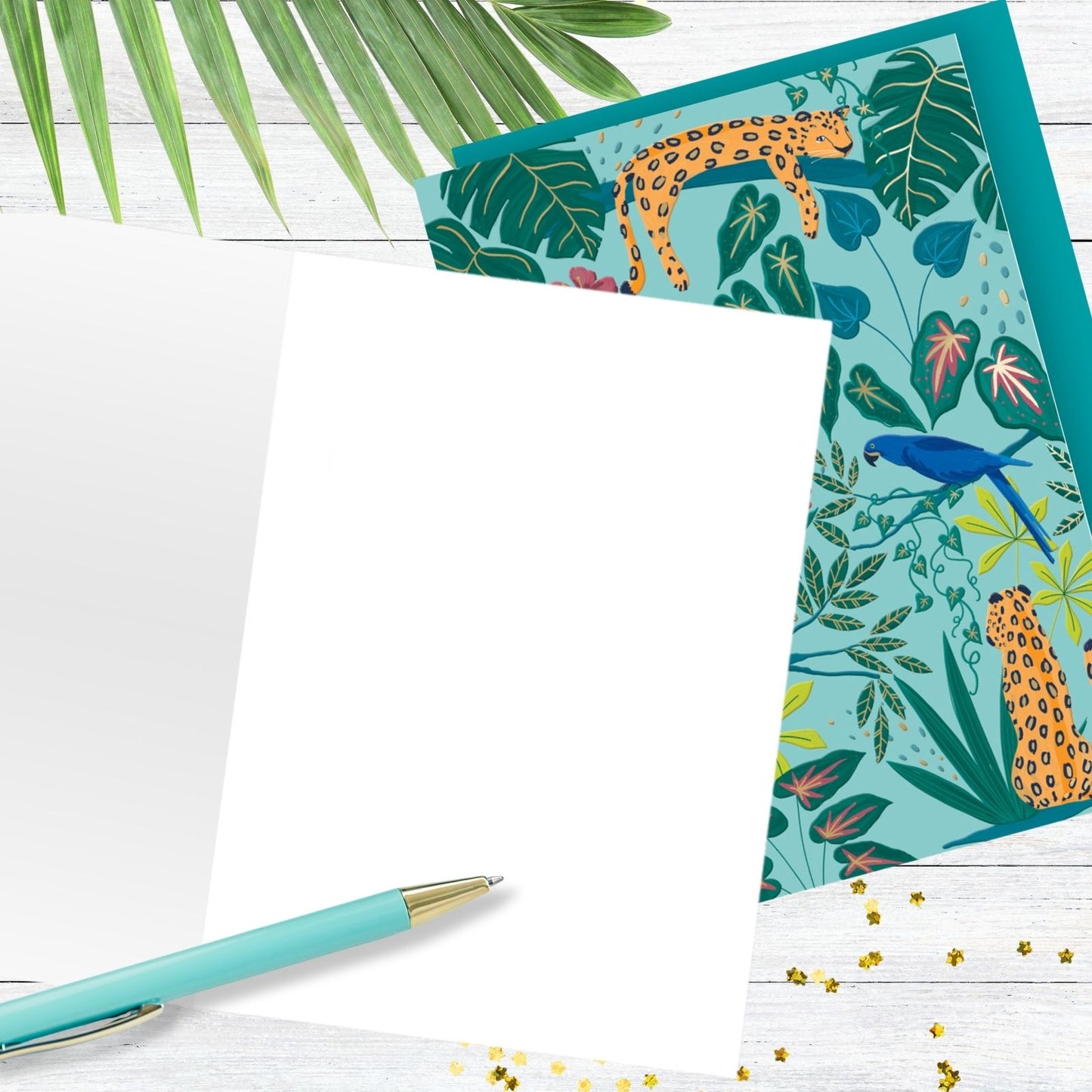Hand-Finished Vivid Safari Jungle Scene Greeting Card Blank For Any Occasion