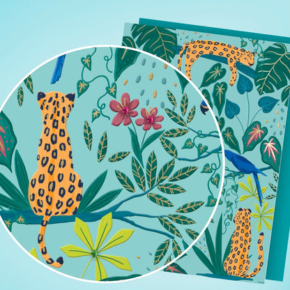 Hand-Finished Vivid Safari Jungle Scene Greeting Card Blank For Any Occasion