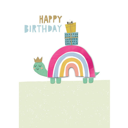 Hand-Finished Cute Birthday Greeting Card Embellished Rainbow Snail For Her