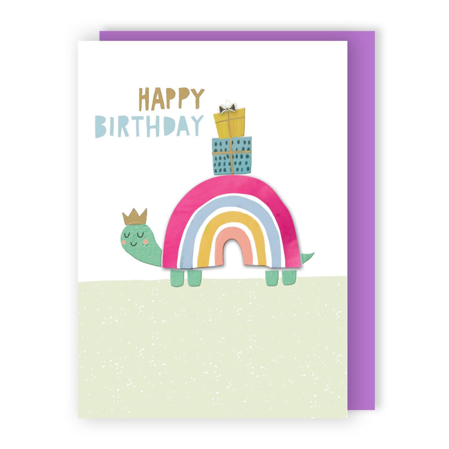 Hand-Finished Cute Birthday Greeting Card Embellished Rainbow Snail For Her