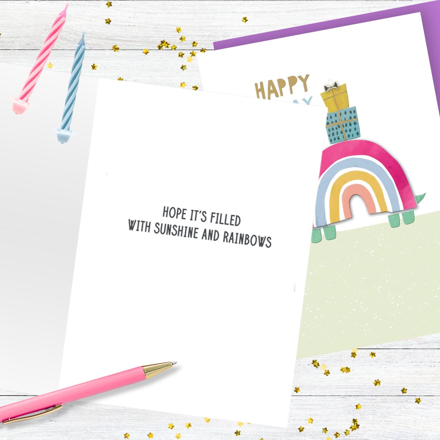 Hand-Finished Cute Birthday Greeting Card Embellished Rainbow Snail For Her