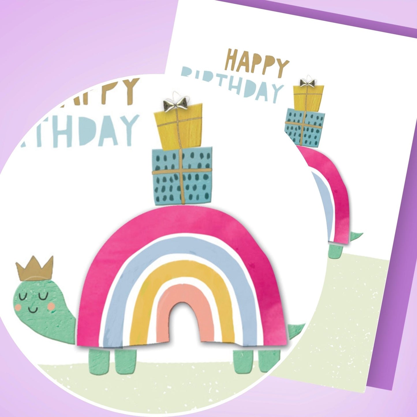 Hand-Finished Cute Birthday Greeting Card Embellished Rainbow Snail For Her