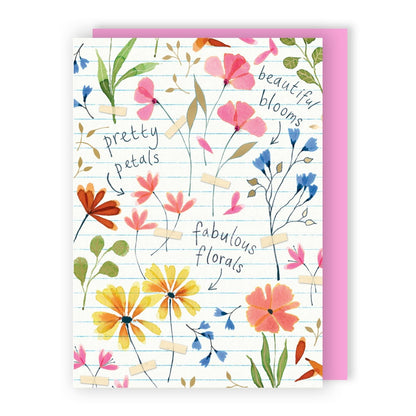 Hand-Finished Greeting Card Pretty Petals Embellished Blank For Any Occasion