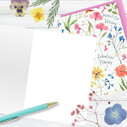 Hand-Finished Greeting Card Pretty Petals Embellished Blank For Any Occasion