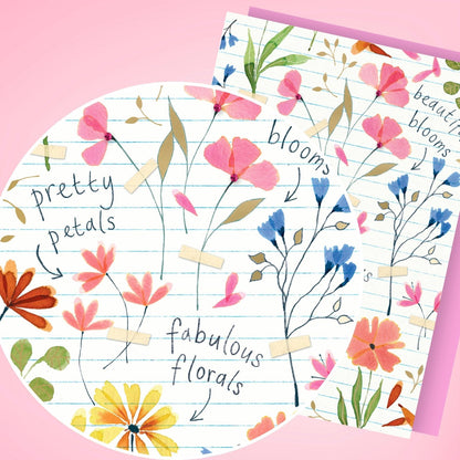 Hand-Finished Greeting Card Pretty Petals Embellished Blank For Any Occasion