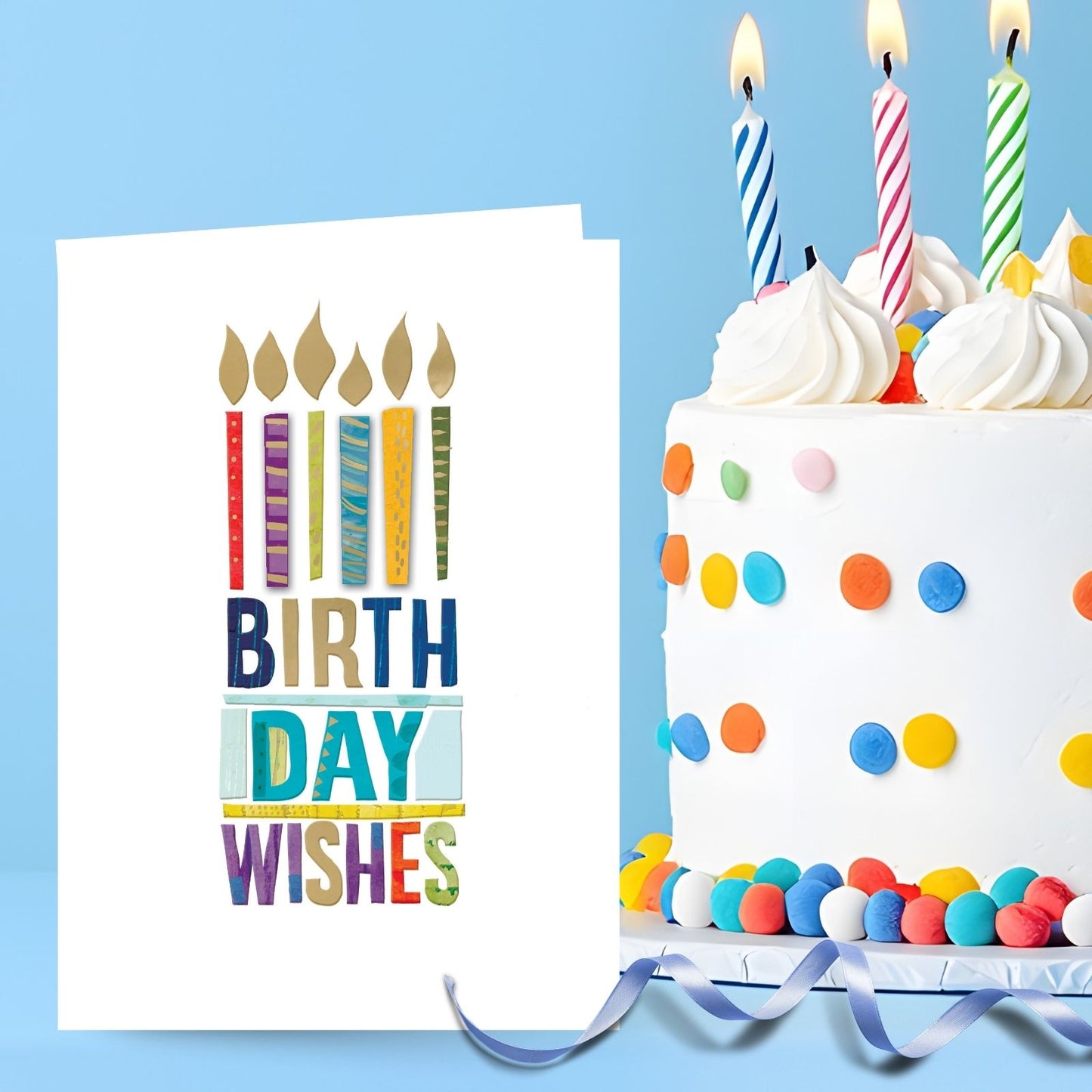 Hand-Finished Birthday Greeting Card Birthday Wishes Embellished Candles On Cake