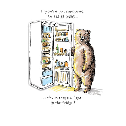 Hand-Finished Midnight Snack Greeting Card Bear Fridge Blank For Any Occasion