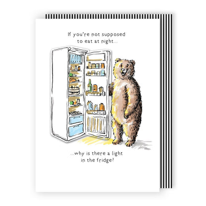 Hand-Finished Midnight Snack Greeting Card Bear Fridge Blank For Any Occasion